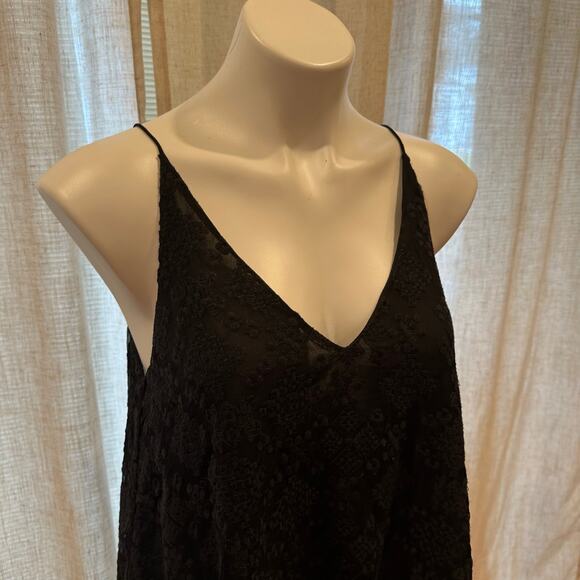 Club Monaco Black Strappy Tank sz M Boho embroidered lace drape tank - Picture 6 of 12